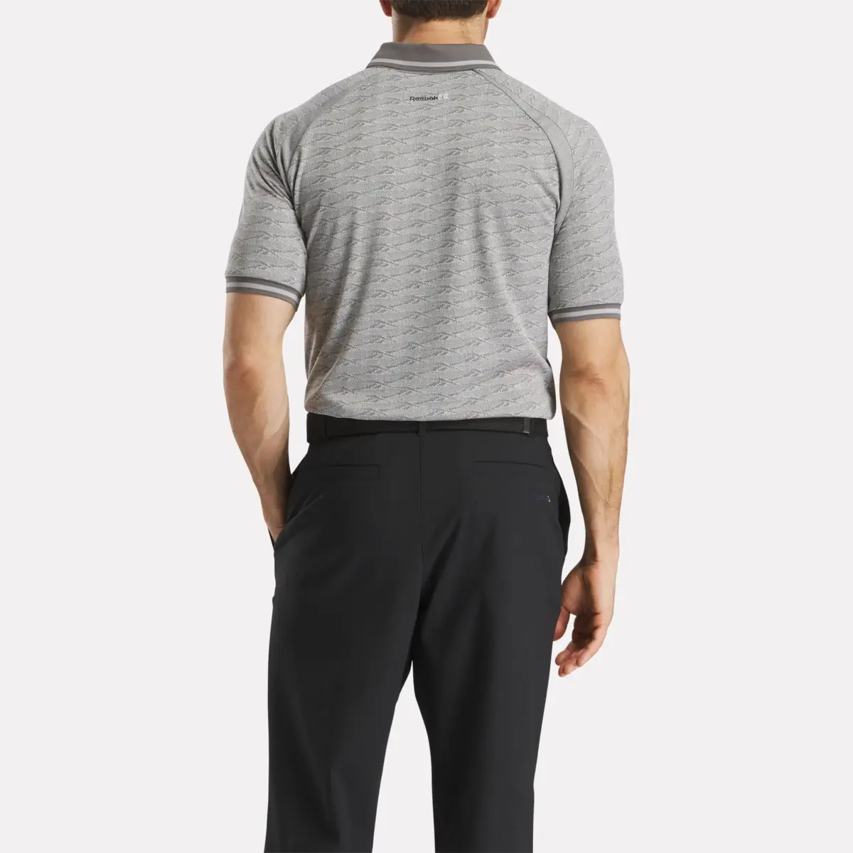 Polo à manches courtes pour homme, jacquard ton sur ton avec bordure côtelée Polo à manches courtes pour homme, jacquard ton sur ton avec bordure côtelée