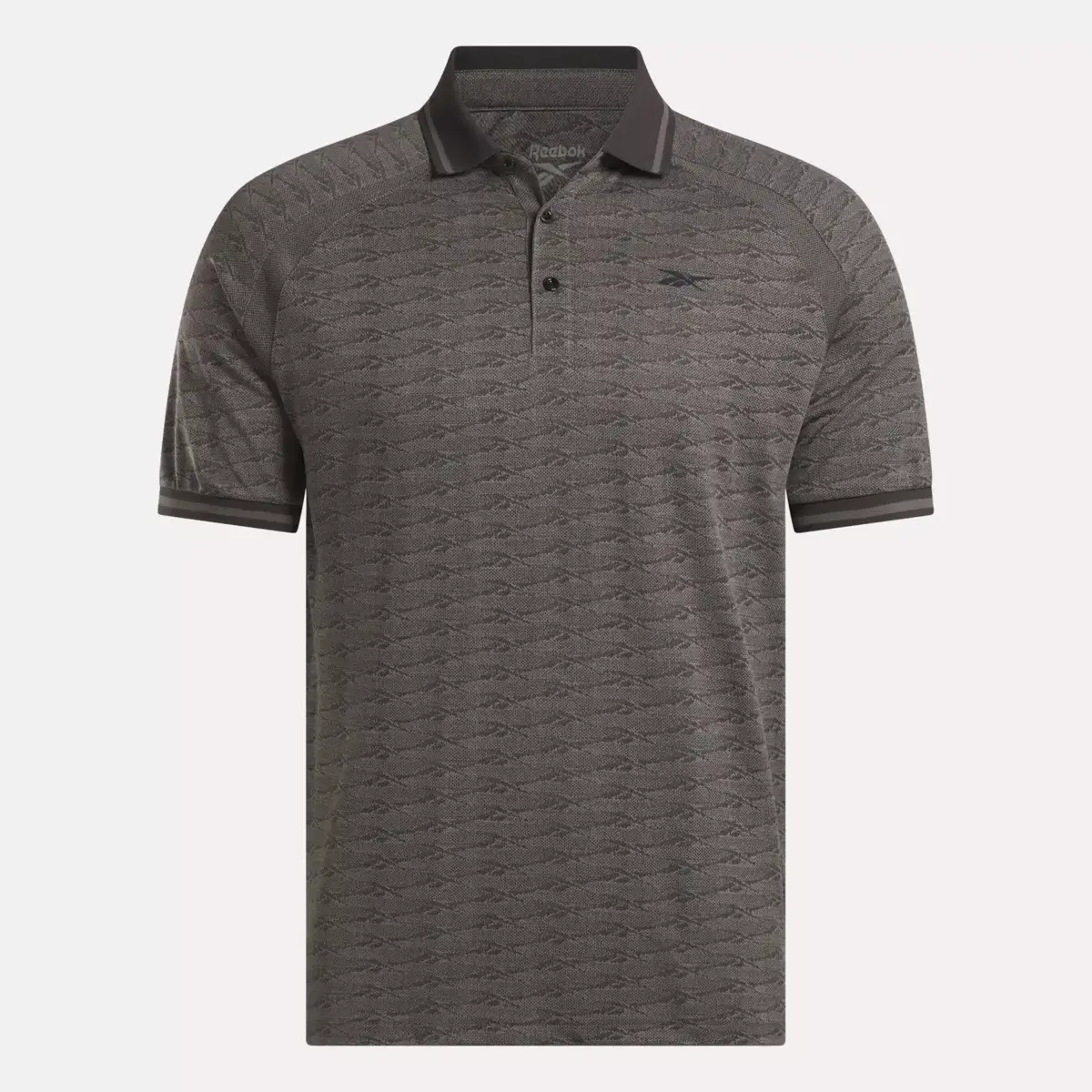 Polo à manches courtes pour homme, jacquard ton sur ton avec bordure côtelée Polo à manches courtes pour homme, jacquard ton sur ton avec bordure côtelée