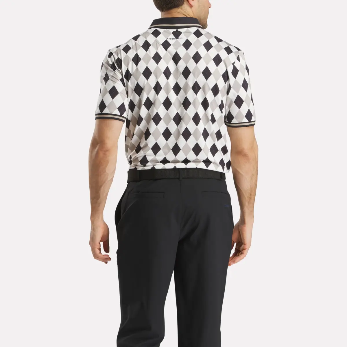 Polo à manches courtes Vector Argyle Print pour homme avec bordures côtelées Polo à manches courtes Vector Argyle Print pour homme avec bordures côtelées