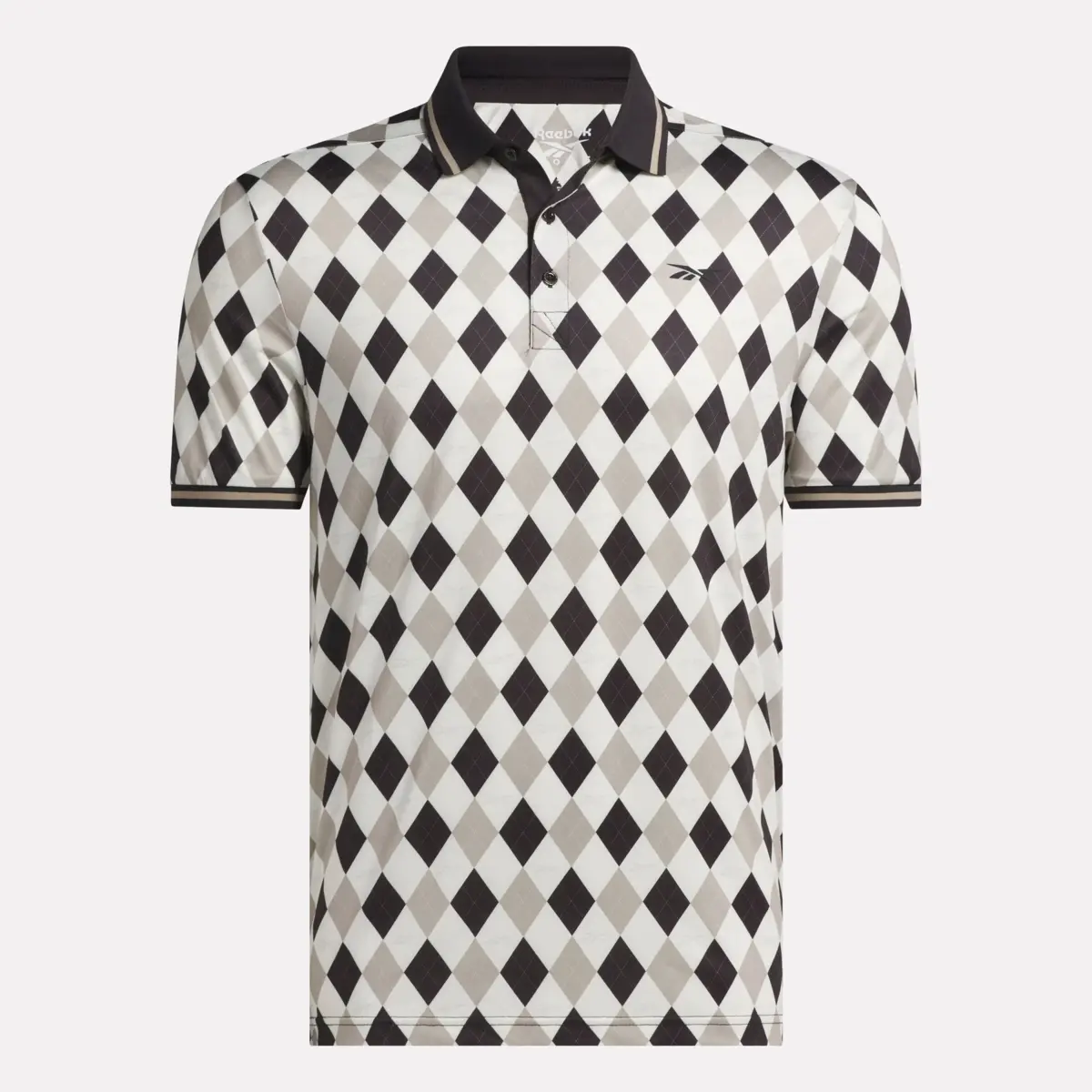 Polo à manches courtes Vector Argyle Print pour homme avec bordures côtelées Polo à manches courtes Vector Argyle Print pour homme avec bordures côtelées